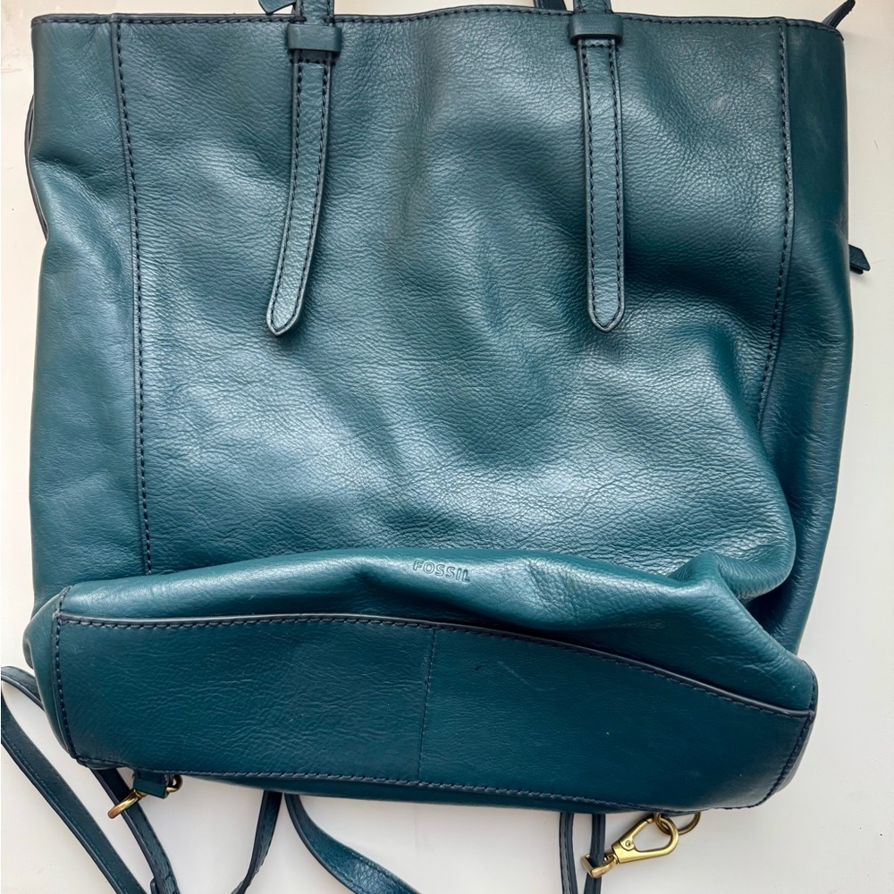 Fossil Teal Leather Tote Bag - Picture 4 of 6